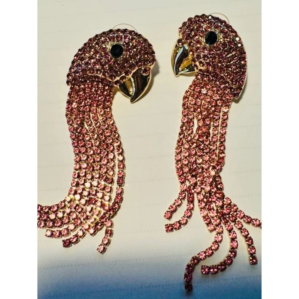 Pink Parrot Dangle Earrings